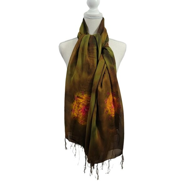 Coconuts Beach Wrap Shawl Sarong‎ Scarf Beach Micro Polyester Orange Red Yellow - Picture 1 of 6